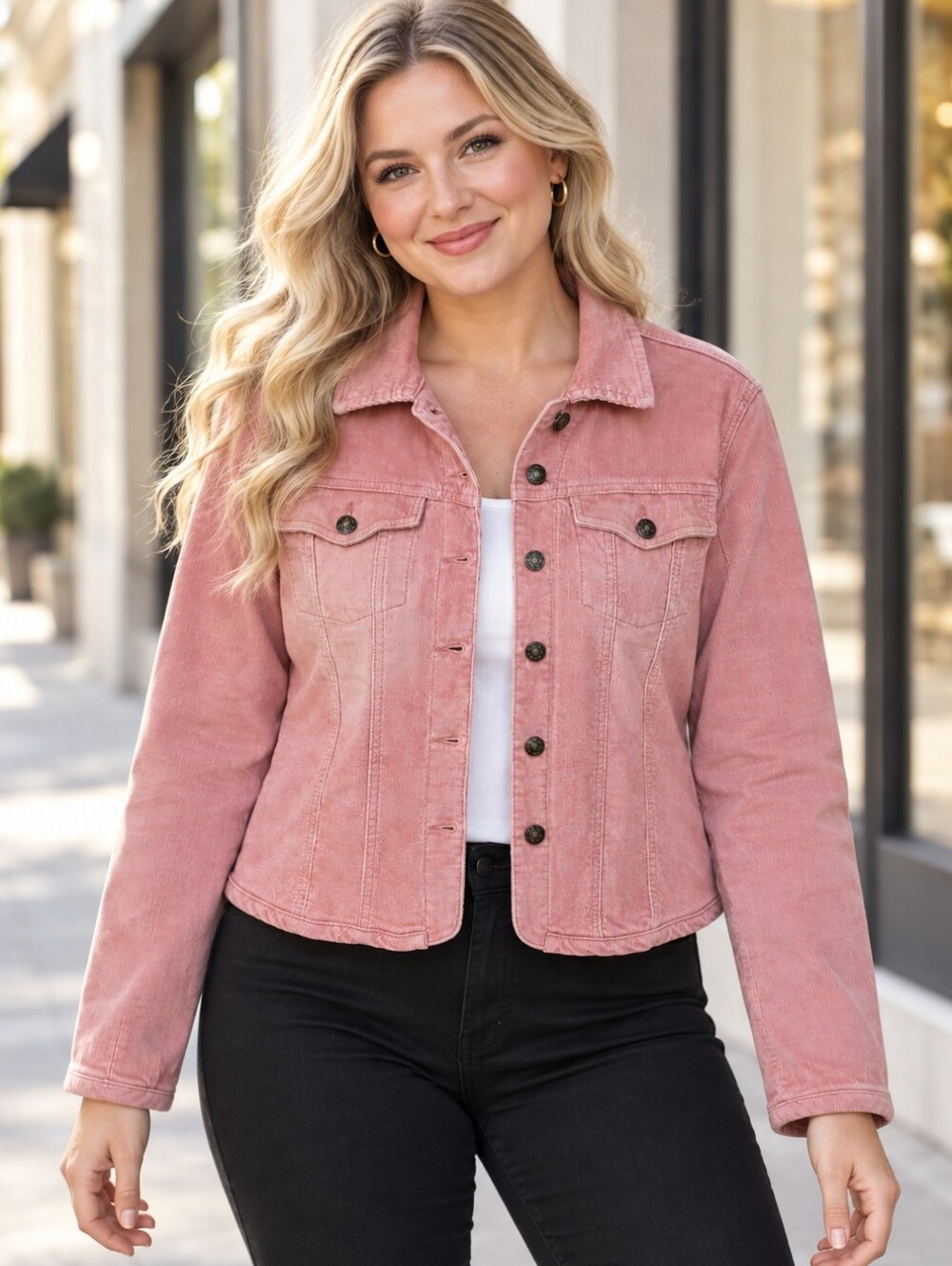 Live A Little Dusty Rose Cropped Corduroy Jacket - Lightweight Button-Up